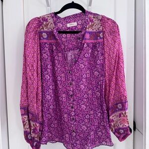 Spell Floral Button-Front Blouse